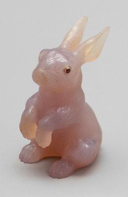 Appraisal: Carved agate rabbit realistically carved with red stone eyes Faberge