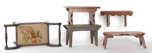 Appraisal: Five wooden footstools th c