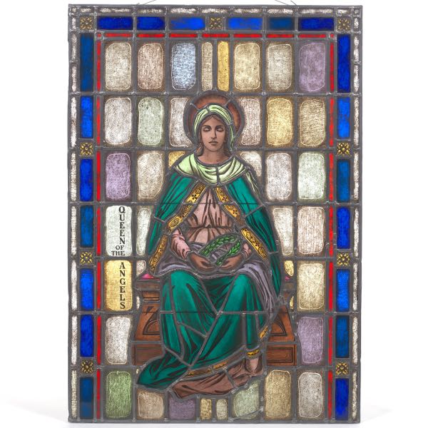 Appraisal: STAINED GLASS WINDOW OF MARY x Church stained glass window