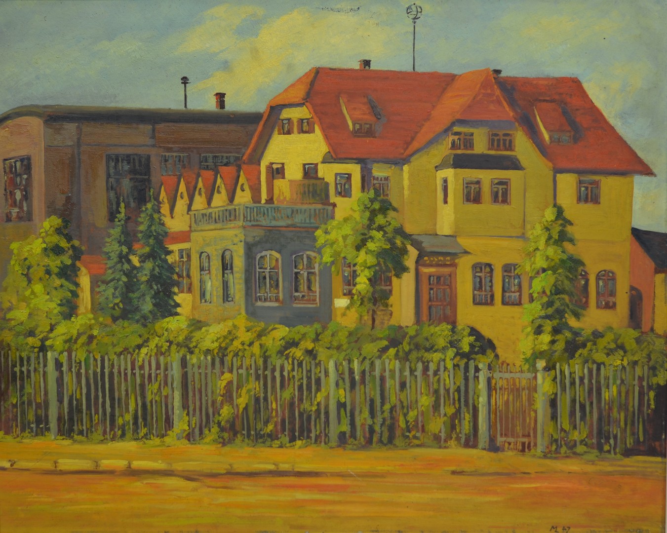 Appraisal: ML th Century oil on masonite Houses monogramed and dated