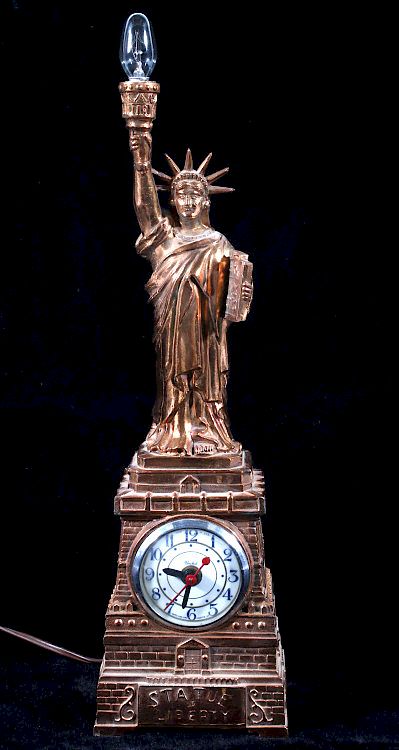 Appraisal: United Clock Corp Copper Statue Of Liberty Clock Included in