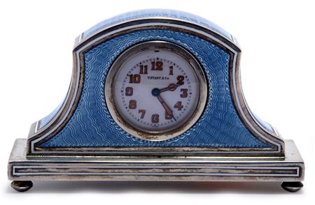 Appraisal: Tiffany Company Pale Blue Guilloche Enamelled Travel Clock Estimate -