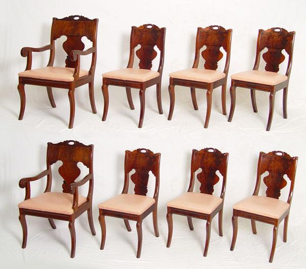 Appraisal: SET OF EMPIRE MAHOGANY DINING CHAIRS arm chairs side chairs