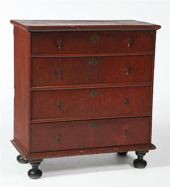 Appraisal: WILLIAM AND MARY CHEST-ON-FRAME New England st half- th century