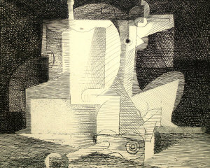 Appraisal: After Louis Marcousis - - Cubist still life etching signed