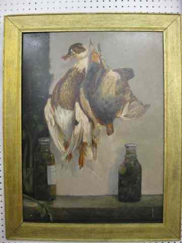 Appraisal: Victorian Oil on Board still life with gamebirds image area