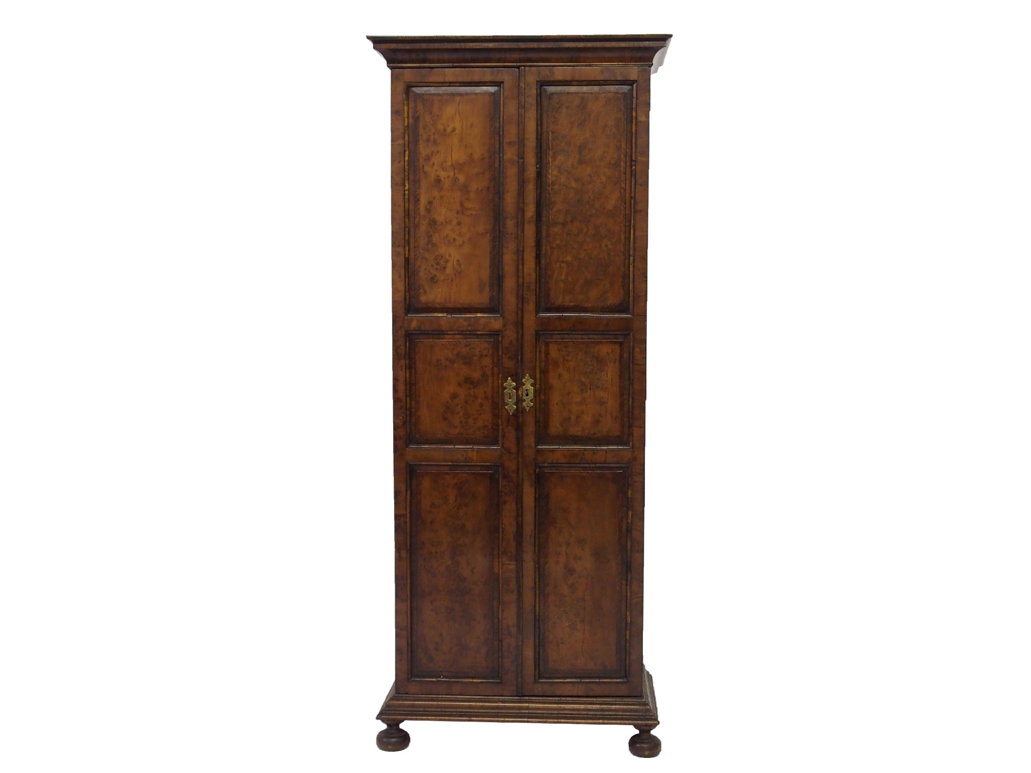 Appraisal: A George I style yew wood narrow cabinet not burr