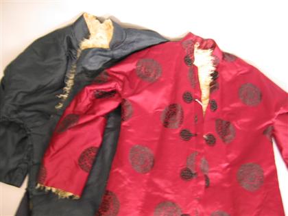 Appraisal: Two Tibetan wool and silk jackets One of purple embroidered