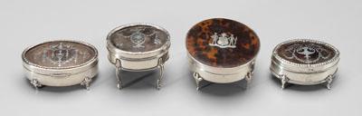 Appraisal: Four footed tortoise boxes all with silver mounts one oval