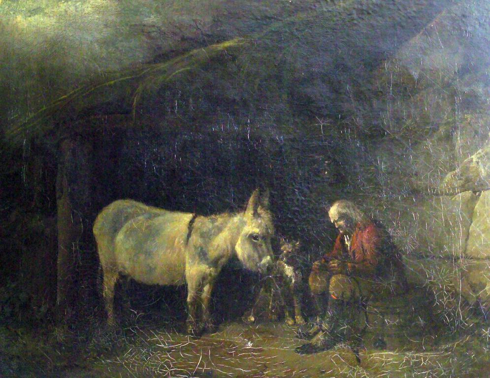 Appraisal: MANNER OF GEORGE MORLAND - FARRIER AT WORK A DONKEY