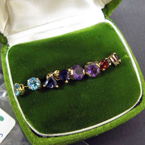 Appraisal: FOUR PAIRS OF COLOR GEMSTONE EAR STUDS including a pair