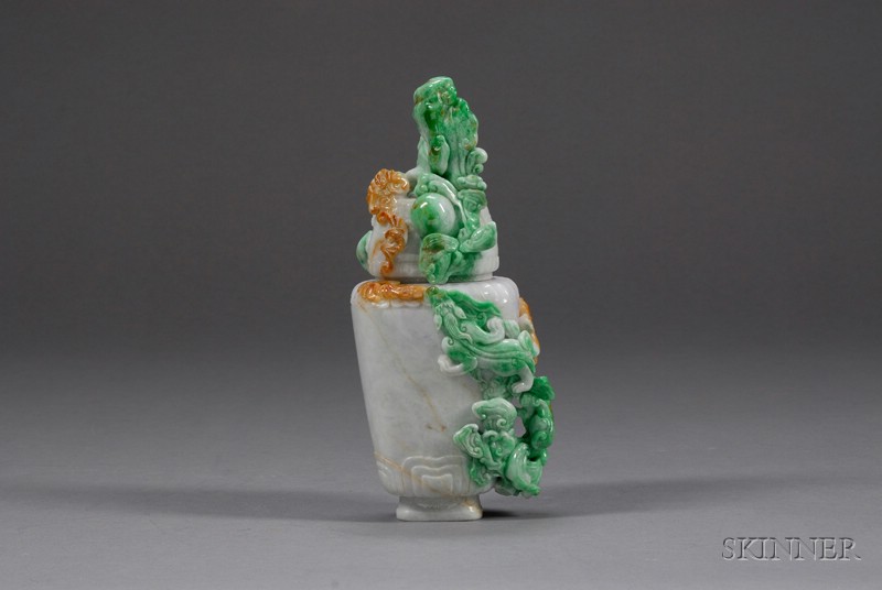 Appraisal: Jade Covered Vase lavender-gray stone with areas of bright green