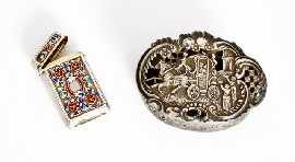 Appraisal: A sterling silver and enamel vesta and a sterling silver