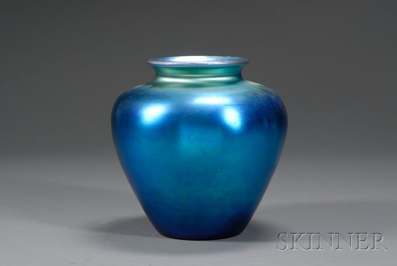 Appraisal: Steuben Blue Aurene Vase Art glass Corning New York early