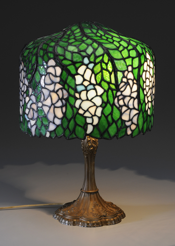 Appraisal: Tiffany Style Stained Glass Lamp American early th century domed