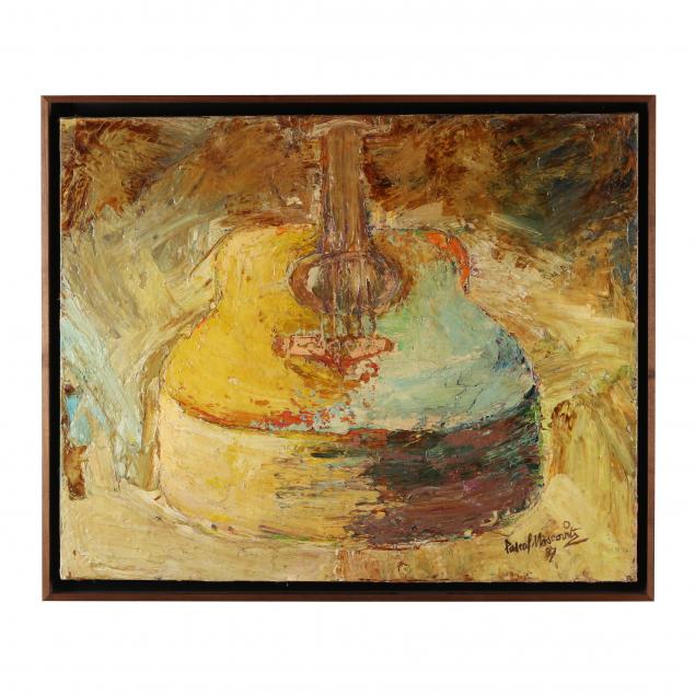 Appraisal: PASCAL MOSCOVITZ FRENCH TH CENTURY GUITAR Oil on canvas signed