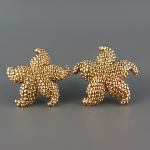 Appraisal: k Gold Figural Starfish Earrings yellow gold fine textured finish