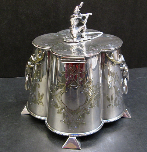 Appraisal: AMERICAN VICTORIAN SILVER PLATED TEA CADDY having a Civil War