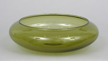 Appraisal: A Steuben Olive Color Glass Low Flower Bowl A Steuben