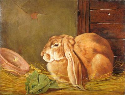 Appraisal: Arthur Batt - Lop-eared rabbit in a stable Signed and