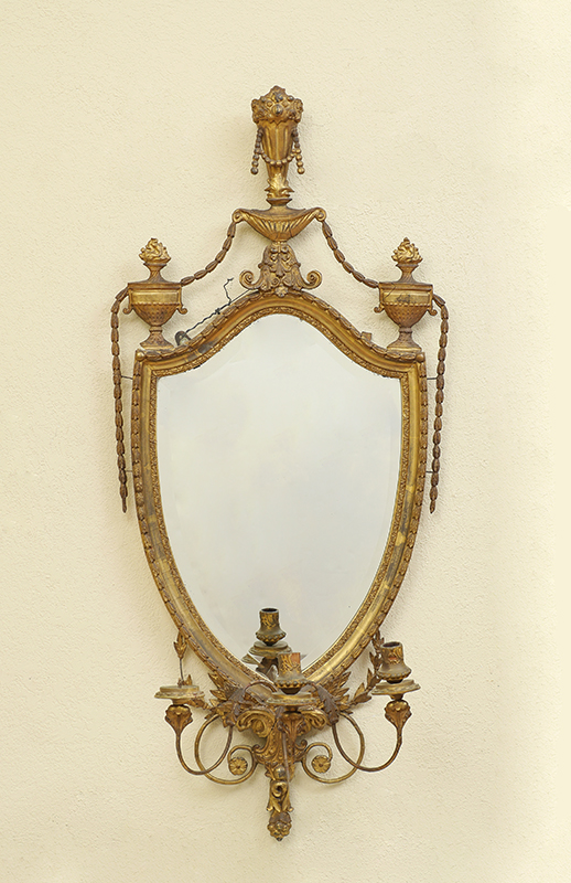 Appraisal: AMERICAN GILT WOOD LIGHT GIRANDOLE MIRROR Late th to early