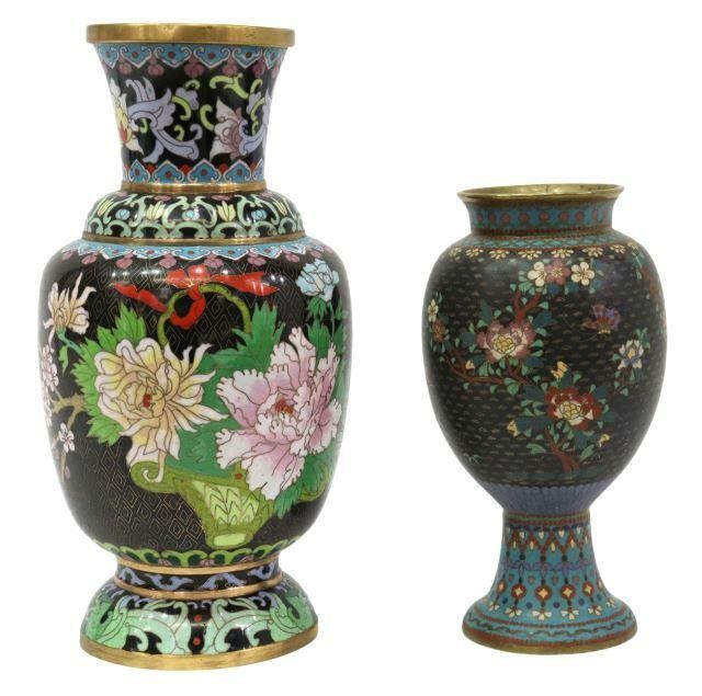 Appraisal: lot of Chinese cloisonne enamel vases including decorated with basket