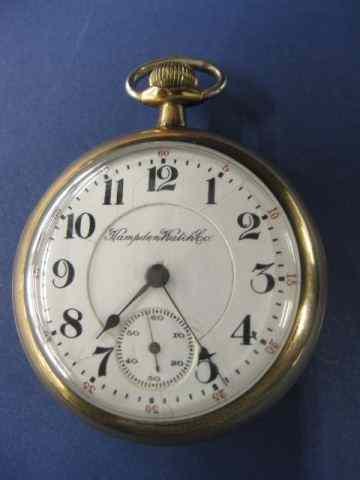 Appraisal: Hampden Railroad Pocketwatch jewels gold filled open face Duber case