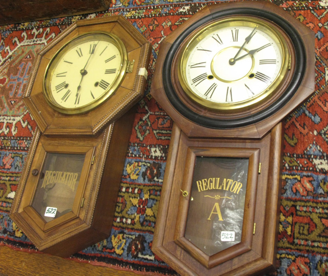 Appraisal: TWO SCHOOL HOUSE 'REGULATOR' WALL CLOCKS American th century both