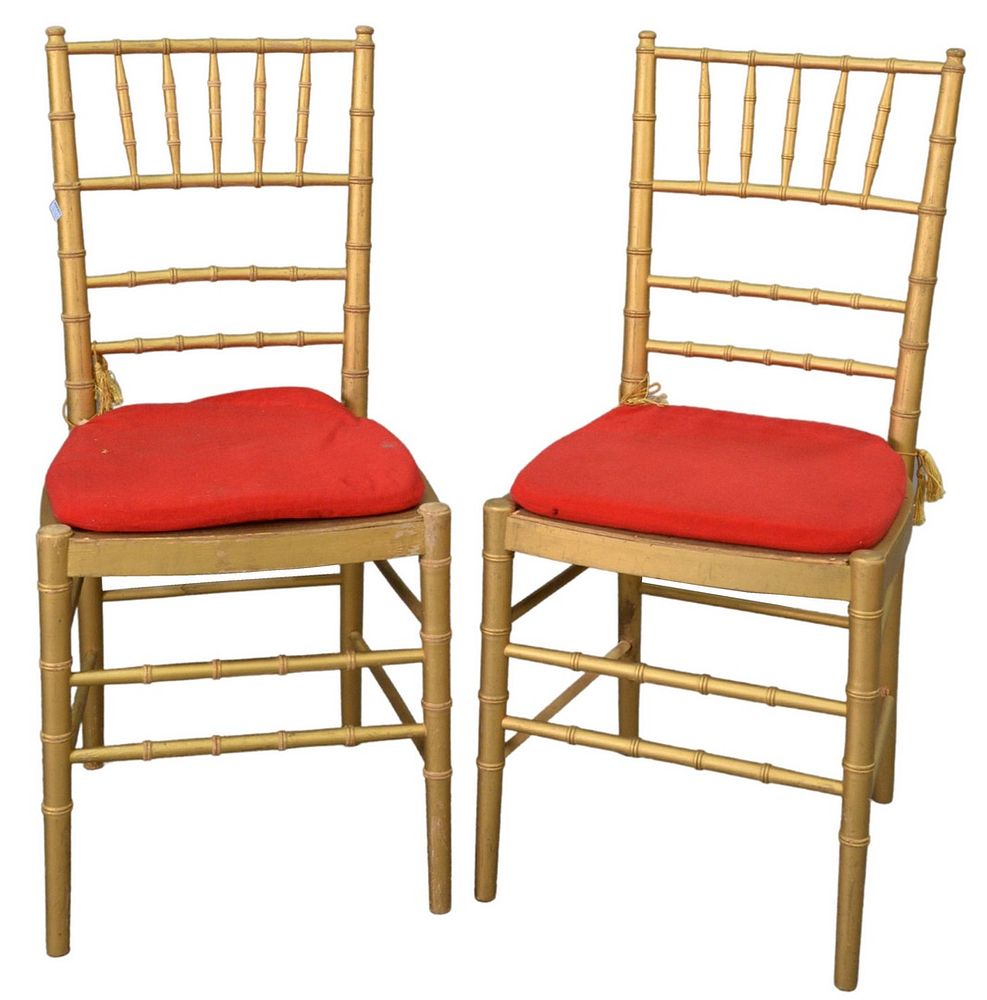 Appraisal: Set of Eight Faux Bamboo Chairs gold with red slip