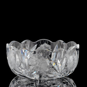 Appraisal: A Hawkes Intaglio-Cut Glass Berry Bowl with Carnations acid-etched mark