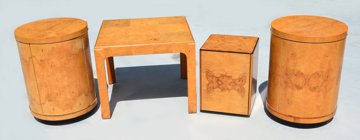 Appraisal: HENREDON NIGHTSTANDS LOW TABLE burlwood pieces total to include -