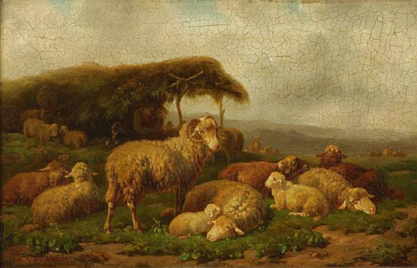 Appraisal: Continental School Sheep grazing in a field signed 'Ch E