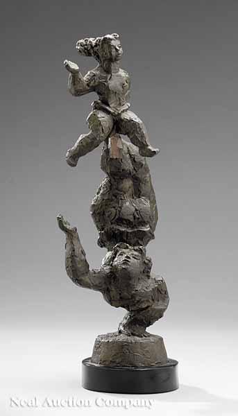 Appraisal: An American Plaster Figural Group of A Male Acrobat Balancing