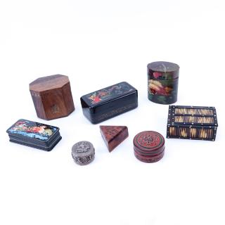 Appraisal: Collection of Eight Antique and Vintage Boxes Collection of Eight