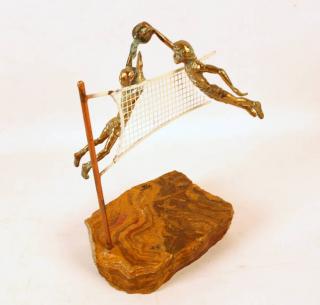 Appraisal: J BIJAN SCULPTURE OF TWO BOYS AT THE NET SCULPTURE