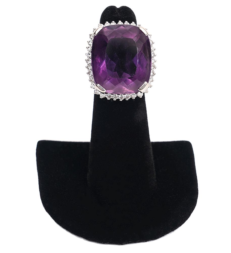 Appraisal: Ct Amethyst Diamond K Contemporary Ring Contemporary ring showcasing a