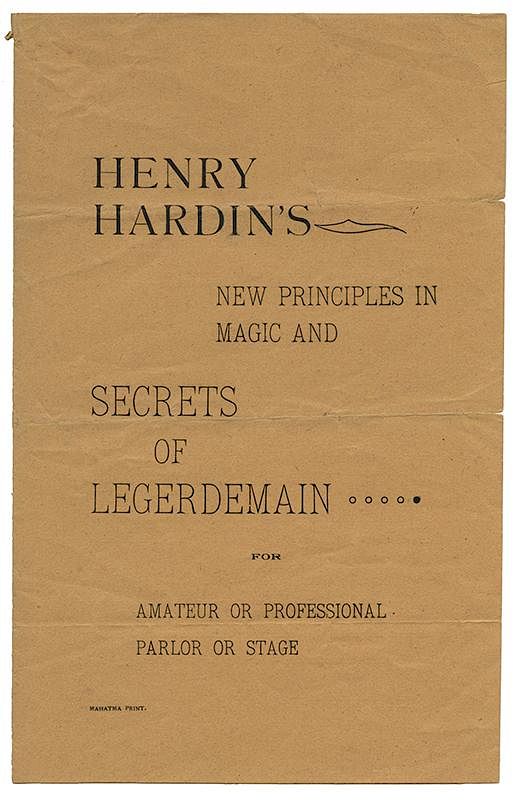 Appraisal: Henry Hardin s New Principles in Magic and Secrets of