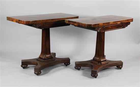 Appraisal: A pair of George IV carved rosewood card tables on