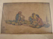 Appraisal: A hand coloured etching Fruit sellers Madura India monogram on