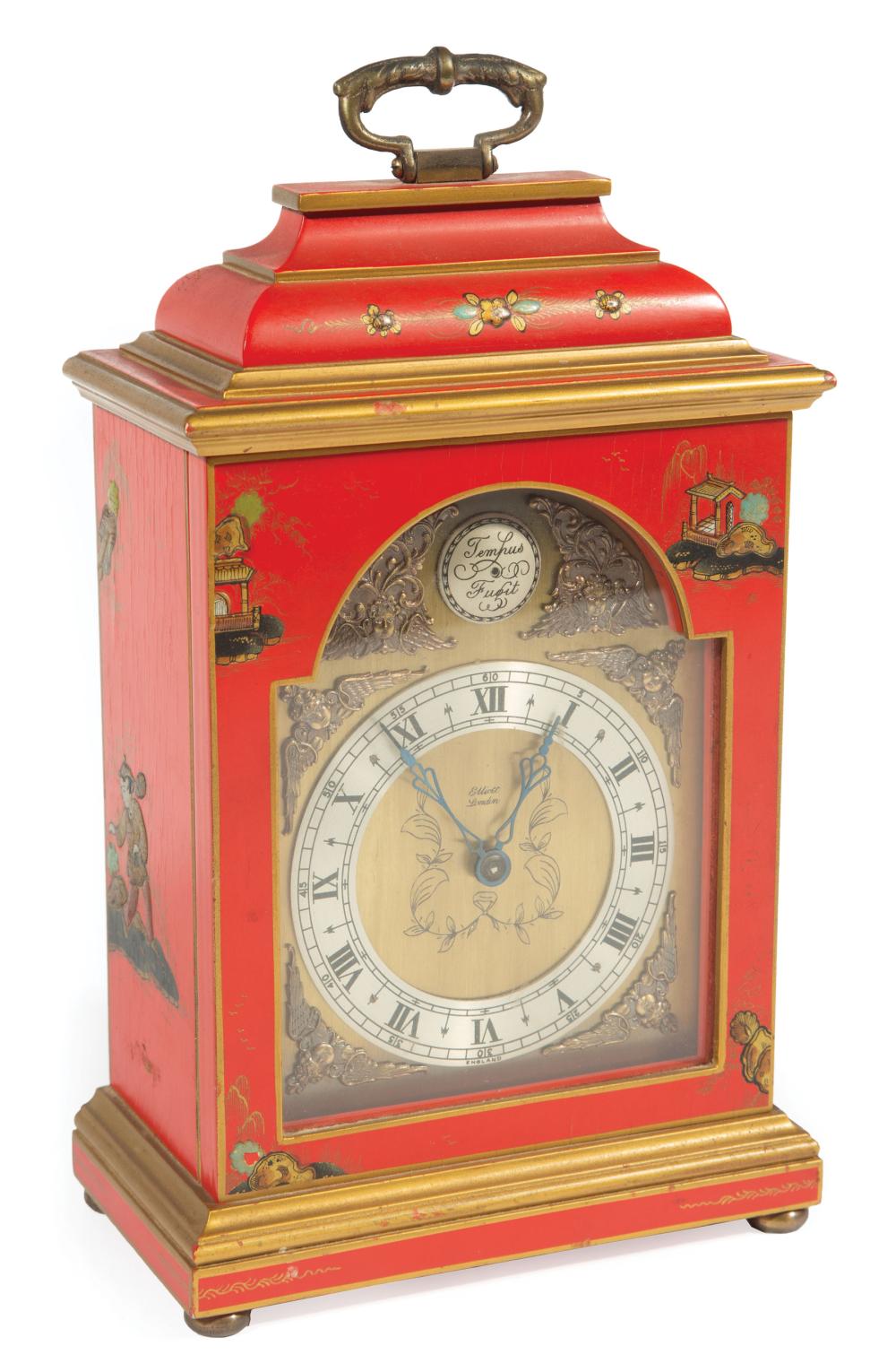 Appraisal: English Chinoiserie Bracket Clock th c Elliot London red ground