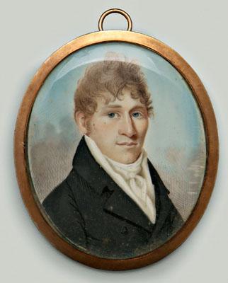 Appraisal: th century miniature portrait young man with red hair and