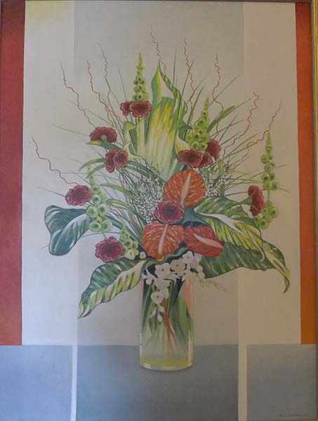 Appraisal: MAX DIMMACK BORN Floral Arrangement and Three Tables oil on