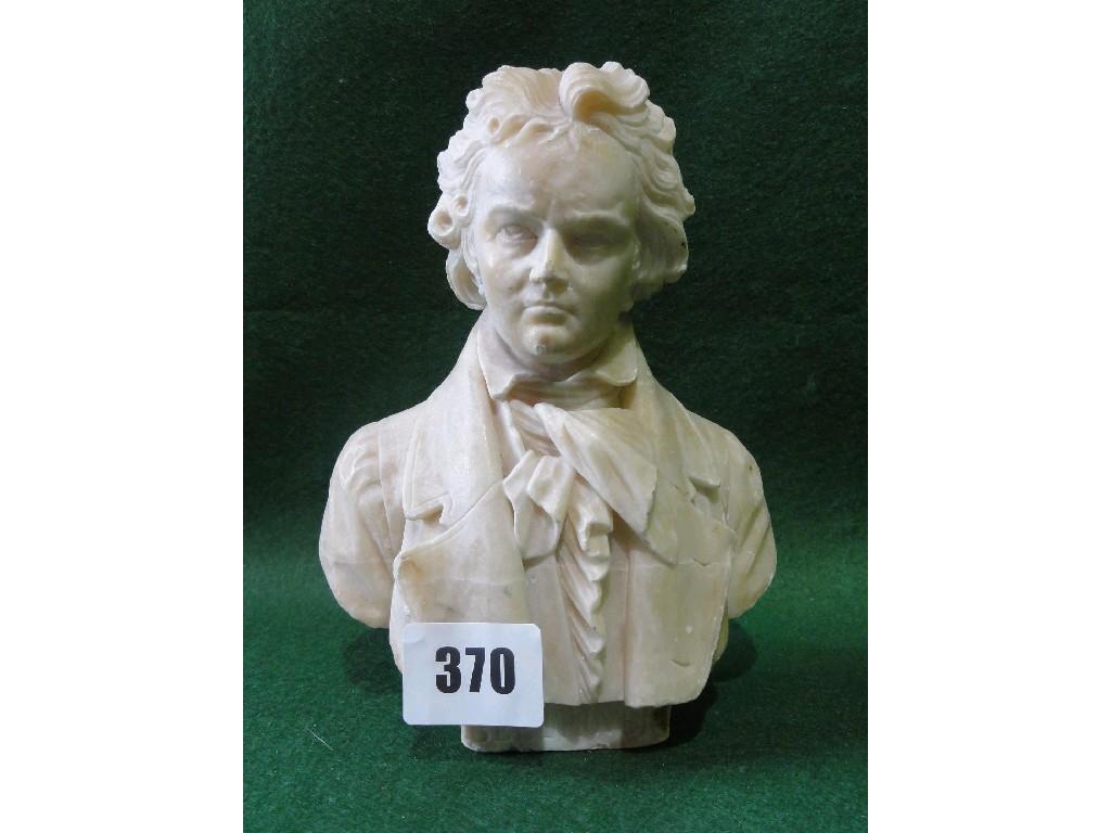 Appraisal: A small marble carved bust of Beethoven