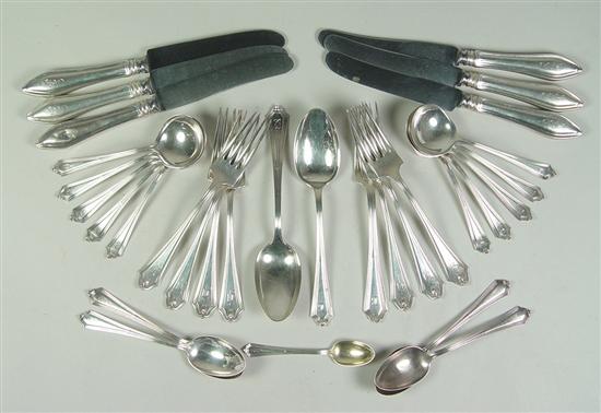 Appraisal: Gorham Plymouth Sterling Flatware Pattern introduced in Includes eight luncheon