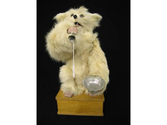 Appraisal: Automaton Bear with Music Box bear on stand with pipe