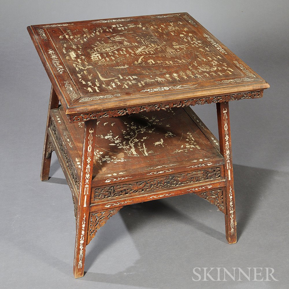 Appraisal: Inlaid Square Table China possibly for the export market early