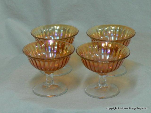 Appraisal: Carnival Glass Footed Desserts - Set of - Marigold iridescent