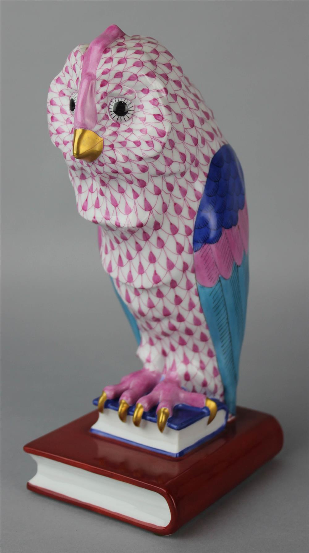 Appraisal: HEREND PORCELAIN MODEL OF AN OWL blue printed and incised