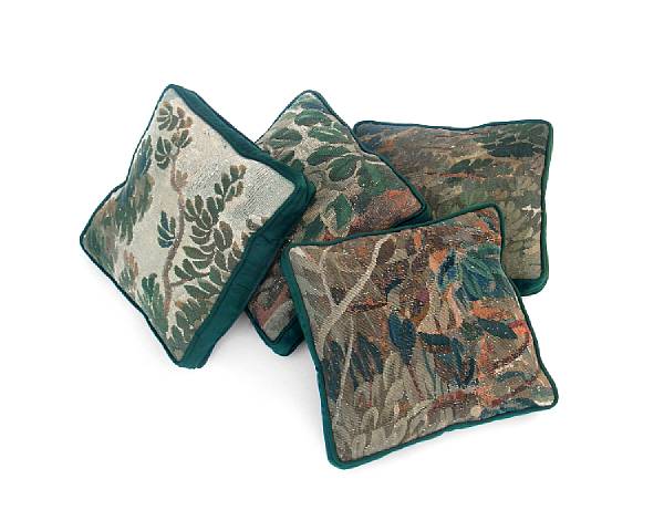 Appraisal: A group of tapestry needlework and rug fragment pillows th