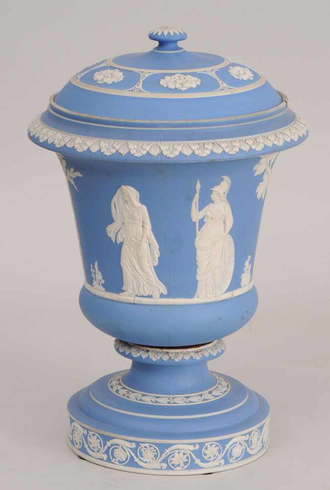 Appraisal: WEDGWOOD JASPERWARE PURIFYING WATER FILTER Of campani-urn form fitted with